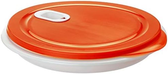 Rotho XL Clever Microwave Plate 1.2 L with Lid and Divider, Plastic (PP) BPA-Free, White/Red, 1.2 L (26.0 x 26.0 x 4.8 cm)