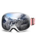 Outdoormaster Owl Snowboarding Goggles For Glasses OTG Kids UV Protection Anti Fog Ski Goggles(White Frame+VLT 10% Gray Lens)