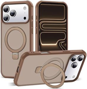 SKYLMW Compatible with iPhone 17 Pro Max Case with Invisible Magnetic O-Ring Stand Military-Grade Translucent Case for iPhone 17 ProMax 6.9" [Compatible with Mag-Safe][Great Grip Feeling],Desert Brown
