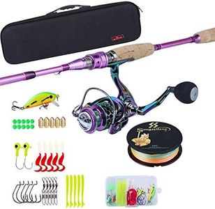 Sougayilang Fishing Rod Reel Combo，Carbon Fiber Protable Spinning Fishing Pole and Colorful Spinning Reel for Travel 4 PCS Freshwater-6.9FT with Carrier Bag