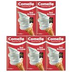 Comelle Ice Cream Mix Vanilla Soft Serve 1L Pack of 5 Instant Ready to Freeze UHT Long Life Dairy Skimmed Milk Sundea Mouse Dessert Shake with Welari Thank You Card | (5pack) (5L)