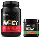 Optimum Nutrition (ON) Gold Standard 100% Whey (2 lbs/907 g) (Double Rich Chocolate) and ON BCAA, 5g BCAAs in 2:1:1 Ratio, 30 servings