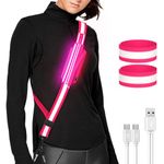 LED Belt Reflective Sash for Walking at Night,High Visibility Adjustable Night Running Safety Gear,Light Up Running Belt Reflective Gear with Phone Bag/Armband for Runners Walkers Men Women (Pink)