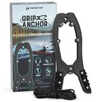 FARWATER Canoe Anchor Grip - Boat, Float Tube & Kayak Fishing Accessories, Kayaking Equipment - Brush Clamp Anchor with Teeth - Gripper with 15ft Paracord - Rubber Grips - Coated Steel - Black