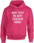 Hippowarehouse Personalised unisex Hoodie hooded top (Specific size guide in description) Fuchsia Pink