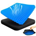 Gel Seat Cushion,Soft Sitter Honeycomb Ergonomic Cushion Cool Gel Cushion Large Double Thick Gel Cushion with Cloth Cover Pressure Pain Relief Breathable Seat Cushion for Office Chair,Car,Wheelchair