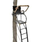 Muddy 20" Tall Tree Stand, Single Steel Ladder with Adjustable Padded Shooting Rail and Flip-back Footrest, for Big Game & Hunting, Black, 1 Pack