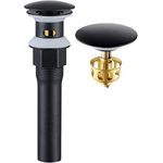 KAIYING Pop Up Drain, Bathroom Sink Drain Stopper with Overflow, Vessel Sink Drain Assembly with Detachable Basket Stopper, Anti-Explosion and Anti-Clogging Drain Strainer (Matte Black)