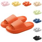 Yuccer Shower Shoes Women Non Slip Chunky Sliders Cloud Slippers Soft Pillow Slides Summer for Pool Bathroom Beach Spa Flip Flop Indoor Outdoor Orange