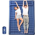 ZRCOHU Camping Sleeping Pad 5 Inch Ultra-Thick Self Inflating Double Camping Air Mattress Built-in Foot Pump Ultralight Waterproof Sleeping Mat for Camping Backpacking Hiking Traveling Tent (Blue)