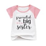 Koijhnb Baby Girls Promoted to Big Sister Tops Letter Printed Clothes,Big Sister Tops Short Sleeve for Girls (Big Sister Promoted Splice,2-3 Years)