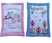 SmallBerry™ Combo Newborn Baby Pom Pom Cotton Baby Bed | Godari | Cradle Bed | Crib Sheet | Changing Mat Baby Godadi | Godari | Bedding Set | Mattress_Pack of 2 Piece_Bird & House