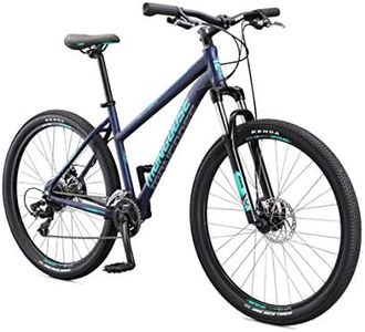 Mongoose Switchback Sport Hardtail Mountain Bike for Adult Men Women, Front Suspension, 16-Speed, 27.5-Inch Wheels, Mechanical Disc Brakes, Small Aluminum Frame, Navy