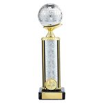 Glitterball Dance Disco Ball Trophy,Silver & Gold,215mm,Free Engraving (TR19582F) TRD