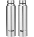 Amazon Brand - Solimo Slim Stainless Steel Water Bottle, Set Of 2, 1 liter Each