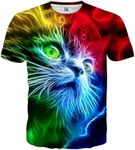 Linnhoy Unisex Men's and Women's Shirts Unisex Fashion Casual Novelty Tees 3D Graphic Adults T-Shirts Teens Tops Size S-XXL, Ymao Colorful67, Medium