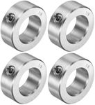 uxcell 4pcs Set Screw Collars 7/8" Bore 304 Stainless Steel Shaft Collars, 1-1/2" OD, 9/16" Width Axle Collar Clamp for Linear Rod Shaft Guide