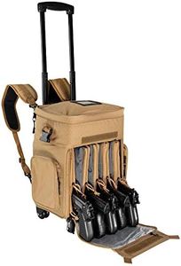 ‘Apollo2’ Tactical Handgun Rolling Range Bag with Wheels Pistol Case Gun Range Backpack Box for Shooting Gear, Ammo, Hunting Supplies, Firearms Storage