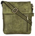 WildHorn Leather 11 inch Sling Messenger Bag for Men I Multipurpose Crossbody Bag I Travel Bag with Adjustable Strap (Distressed Green)