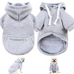 Dog Hoodie Pet Clothes for Dog Cat Dog Sweaters Small Breed Fashion Puppy with Fruit Snack Zipper Pocket Dog Cat Drawstring Sweatshirt (Grey, X-Small)