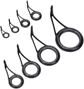 JTKREW 8 Pcs Guías para Caña de Pescar,Anillos de Punta de caña Kit de reparación Juego de Repuesto en Metal con Anillo de cerámica (8 tamaños)