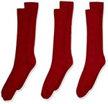 Jefferies Socks Big Girls' Cable-Knit Knee-High Sock Three-Pack, Red, Small