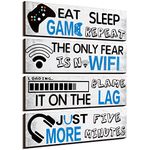 4 Pcs Gaming Wall Decor for Room Gaming Decorations Signs Printed Video Game Wall Art Colorful Gaming Posters for Game Themed Room Wall, 8 x 3 Inch(Simple,Classic Color)