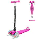 FAYDUDU Scooter for Kids Ages 3-12 Toddler Scooter 3 Wheel Scooter Kick Scooter for Girls Boys Light up Scooter with Adjustable Height, Non-Slip Deck Baby Scooter Lightweight (New Pink)