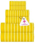 Casa Copenhagen Ecstatic 6 Pieces Towel Set- Butter Yellow, 600 GSM 2 Bath Towel 2 Hand Towel 2 Washcloth, Designed in Denmark Made of Soft Egyptian Cotton for Bathroom, Kitchen & Shower