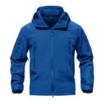 MAGCOMSEN Combat Jacket Mens Military Clothing Winter Outdoor Coats Mens Waterproof Jackets Warm Fishing Jackets for Men Softshell Jackets for Skiing Snowboarding Mens Hoodies Blue