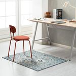 Anji Mountain Chair Mat Rug'd Collection, 1/4" Thick - for Low Pile Carpets & Hard Surfaces, Tabriz AMB9004, Light Blue Tribal Floral