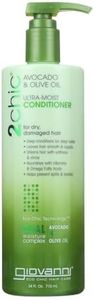 GIOVANNI 2chic Ultra-Moist Conditioner - Avocado & Olive Oil, Creamy Hydration Formula, Enriched with Aloe Vera, Shea Butter, Botanical Extracts, No Parabens, Color Safe - 24 oz