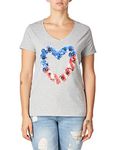 Hanes Women's Short Sleeve V-Neck Graphic T-Shirt, Stars and Stripes, L