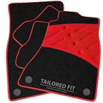 Car Mats FOR Vauxhall Insignia 2008-2013 Black Carpet & Red Ribbed Trim & Red Full Width Heel Pad [SAPP-1176]