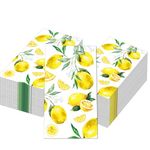 LASLU 100pcs Lemon Napkins 2 Ply Disposable Lemon Paper Yellow Citrus Fruit Lemons Guest Towels Lemon Cocktail Hand Paper Napkins for Kitchen Bathroom Summer Spring Tea Party Baby Shower (Lemon fruit)