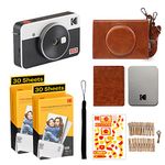 KODAK Mini Shot 2 Retro 4PASS 2-in-1 Instant Camera and Photo Printer (2.1x3.4 inches) + Initial 8 Sheets + 60 Sheets Gift Bundle, White