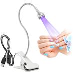 UV Glue Curing Lamp, AISEELY Nail Dryer LED Nail Lamp, 3W USB Glue Lamp Ultraviolet Violet Light with Clip and Switch, for Mobile Phone and Circuit Board Repair (Silver)