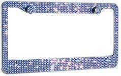 Handcrafted Acrylic Bling License Plate Frames for Women Men |1Pack Bedazzled Cover with Glittery Screw Caps| Stainless Steel Clear Crystal Sparkle License Plate Frame/Cover (Lavendar)