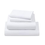 LBRO2M 100% Bamboo Bed Sheet Queen Size 4 Piece Set,1800 Thread Count Sheet Cooling Breathable,16 Inches Deep Pocket,Bedding Super Soft Silky Smooth,Comfortable,White