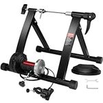 VEVOR Bike Trainer Stand, Magnetic Stationary Bike Stand for 26"-29" Wheels, 6 Resistance Settings, Noise Reduction Flywheel Motor, for Indoor Riding Exercise, Quick-Release Lever & Front Wheel Riser