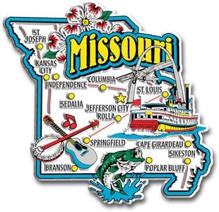 Missouri Jumbo State Magnet by Classic Magnets, 3.6" x 3.5", Collectible Souvenirs Made in The USA