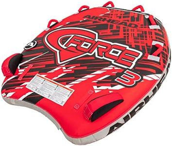 AirHead G-Force 3 Towable 1-3 Rider Tube for Boating and Water Sports, Heavy Duty Full Nylon Cover with Zipper, EVA Foam Pads, and Patented Speed Safety Valve for Easy Inflating & Deflating,Red