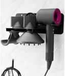 Hair Dryer Holder Wall Mount for Dyson Supersonic Airwrap Hair Dryer, Metal Blow Dryer Stand Attachments Storage for Bathroom and Salon, Black