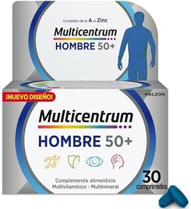 Multicentrum Hombre 50+ Complemento Alimenticio Multivitaminas Para Hombres 50+, Alto Contenido en Vitamina D, Sin Glúten, 30 Comprimidos