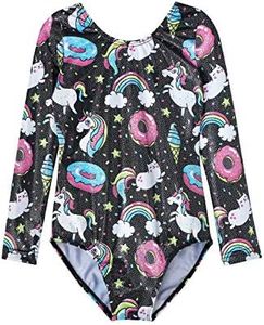 HOZIY Girls Gymnastics Leotards Size 5 6 5-6 Years Old Long Sleeve Black Unicorn Donut Ice Cream Rainbow Sparkles