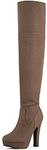 DREAM PAIRS Women's HIGHPLAT Black Chunky Thigh High Over The Knee High Heel Boots,Size 5.5,Khaki,HIGHPLAT