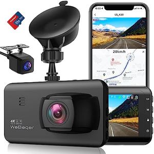 WeBeqer Dashcam con WiFi Cámara de Coche Ultra HD 4K, Pantalla de 3 Pulgadas,170° Gran Angular,Sensor G,Visión Nocturn IR,24H Monitor de Aparcamiento, Detección de Movimiento, Grabación en Bucle,WDR