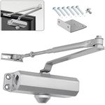 MARIE Hydraulic Spring Door Closer with Hold Open Soft Close Size 2 with Automatic Adjustable Arm Operated for Commercial & Home 25-45KG Weight Door with Installation Video EN1154 Certification Silver