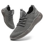 BUBUDENG Mens Running Shoes Trainers Sports Gym Walking Jogging Athletic Fitness Outdoor Sneakers,Grey,9 UK(Label Size: 43)