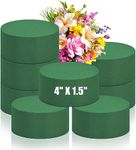 LZMDISU 8Pcs Round Floral Foam Blocks, Each Block 4" X 1.5" Green Wet Dry Flower Foam Block for Artificial, Plant Foam Wedding for Garden Decor DIY Craft, Party Decoration, Flower Arrangements